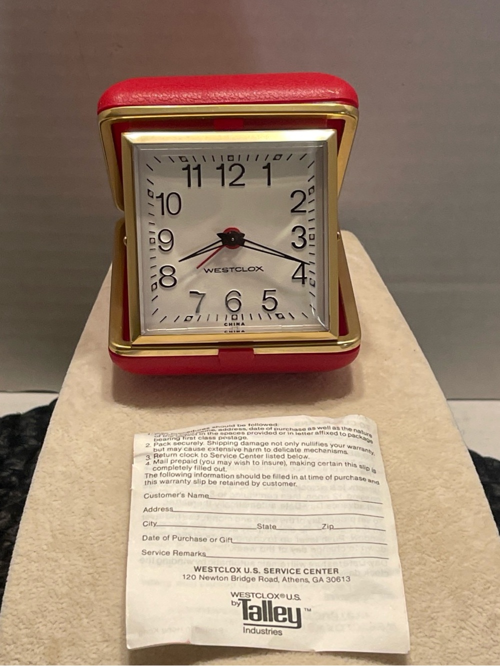 Vintage Red Folding Travel Alarm Clock